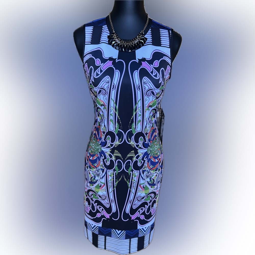 Clover Canyon Blue and Purple Patterned Dress
